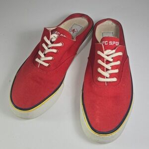 Beverly Hills Polo‎ Club Red Canvas Mules Sneakers Slip On Shoes Size 10
